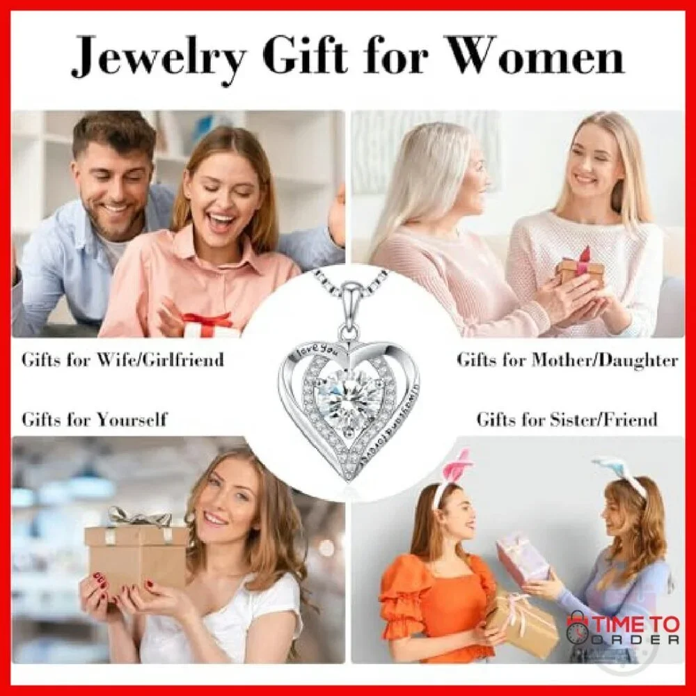 1-3 Carat Moissanite Heart Pendant Necklace 925 Sterling Silver Gift